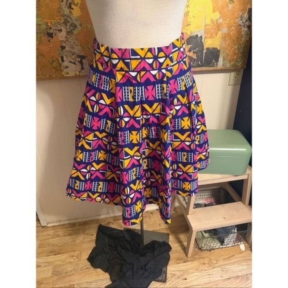 NWT Francis + Benedict Cotton African Wax Print Full Skirt M